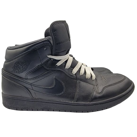 Nike Air Jordan 1 Mid Triple Black Sneakers Shoes 554724-021 Mens Size 12 main image 4